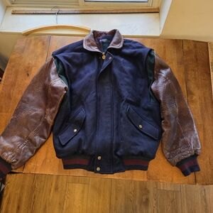 Vintage GANT "The Hugger" Reversible Varsity Jacket - Navy/Brown - Men's Medium